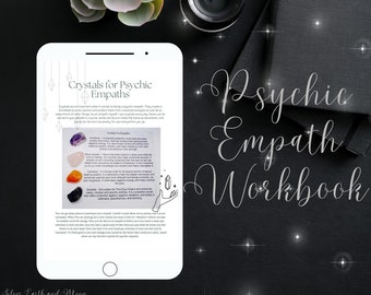 Psychic Empath workbook and planner digital printable, beginner friendly empath training journal selfcare declutter challenege crystal tips