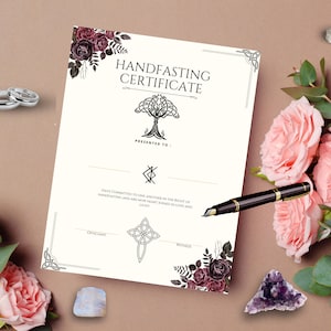 Handfasting Certificate Printable, Pagan Wedding Engagement Ritual Druid Witch Celtic Viking ...
