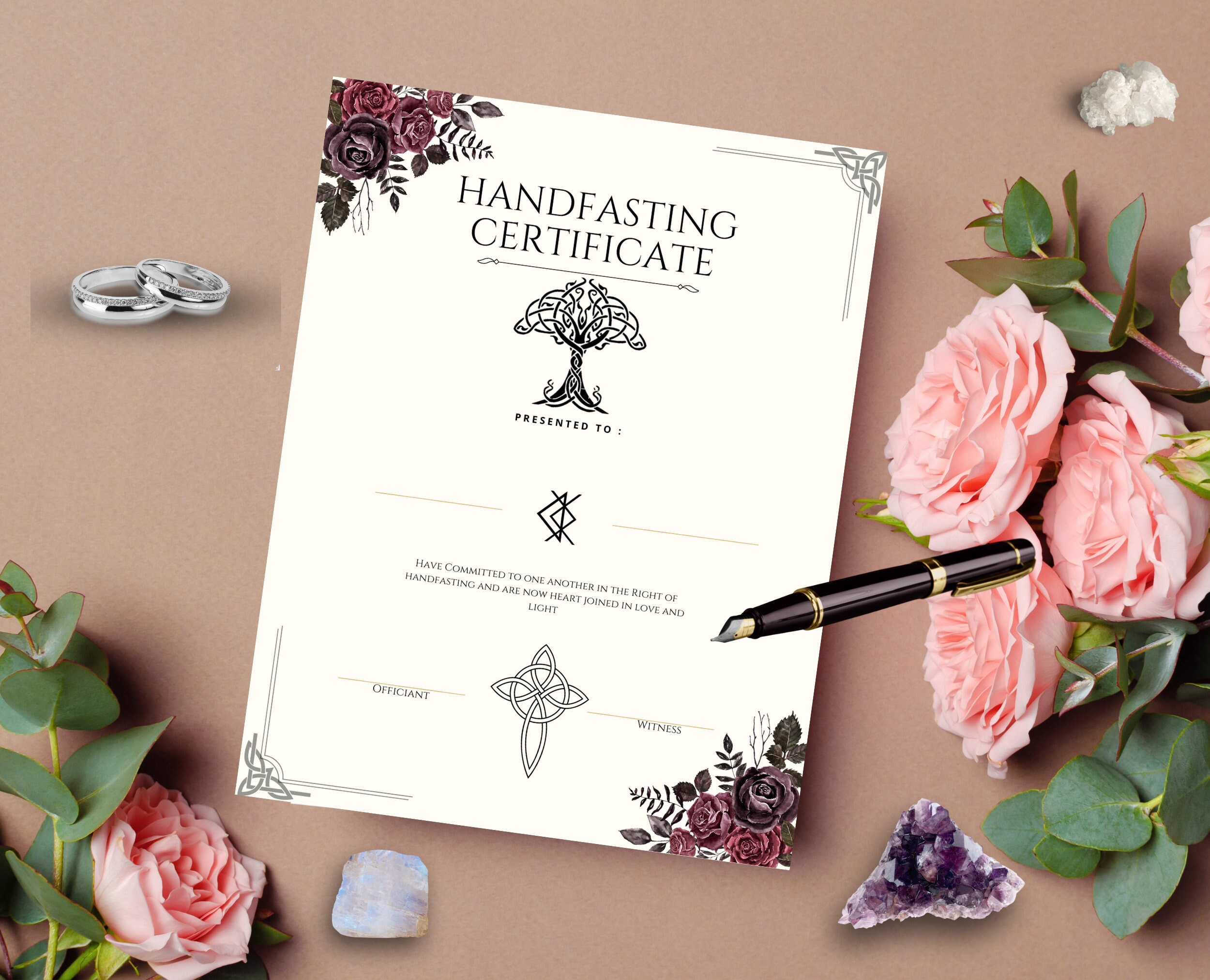 Handfasting Certificate Printable Pagan Wedding Engagement - Etsy