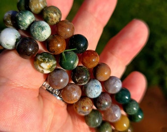 Armband oceaanjaspissteen: kristallen sieraden met kralen van 8 mm