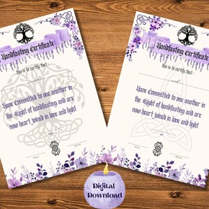 Handfasting Certificate Printable, Pagan Wedding Engagement Ritual Druid Witch Celtic Viking ...