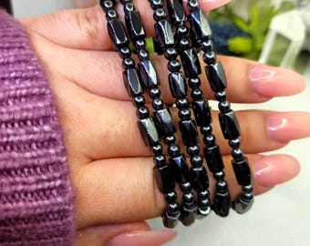 Hematite Crystal Stretch Bracelet: Unisex Gemstone Jewelry
