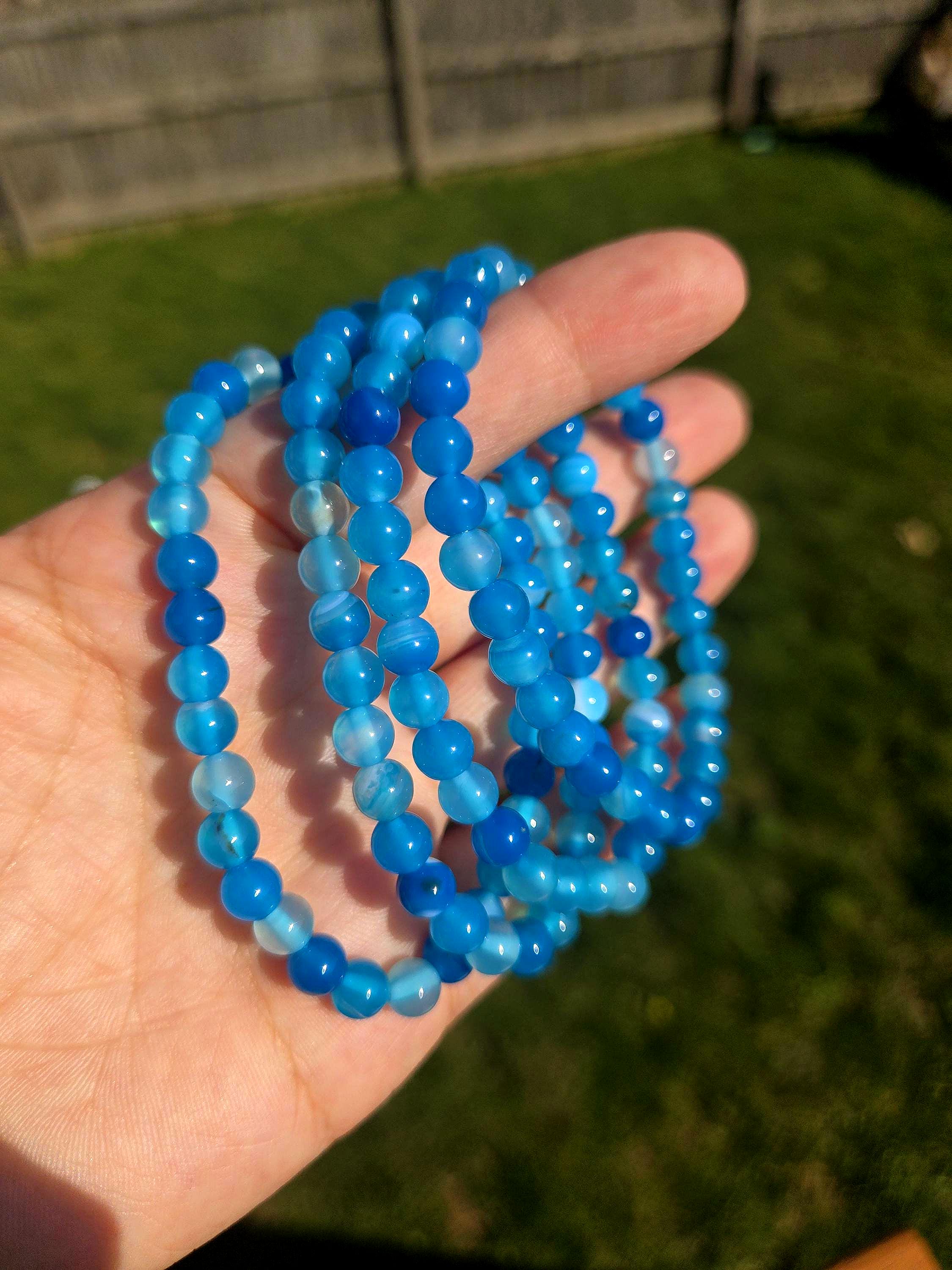 Natural Indian Agate Gemstone Bracelet 7 Inch Stretchy Chakra