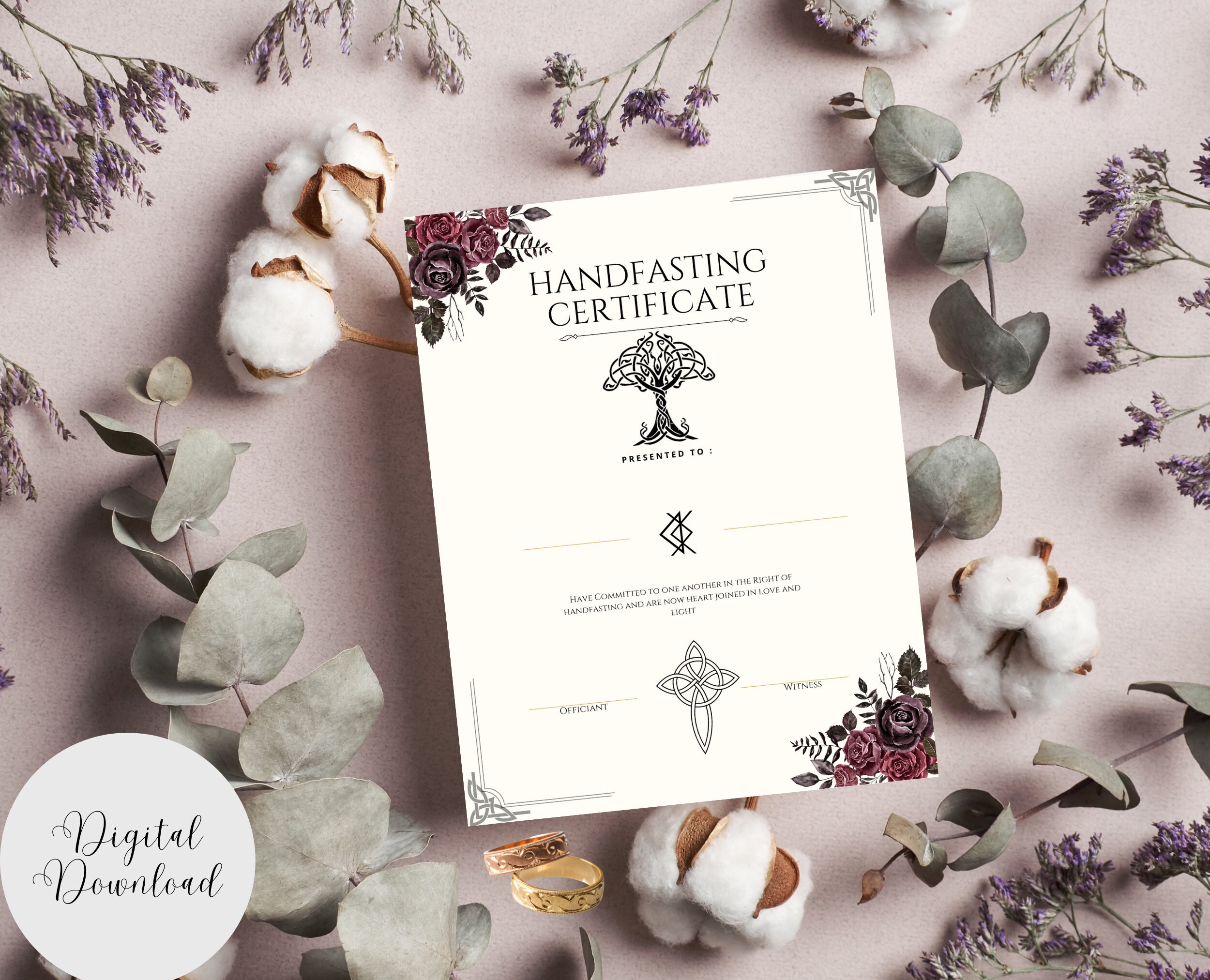 Handfasting Certificate Printable Pagan Wedding Engagement - Etsy