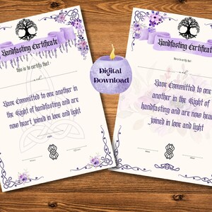 Handfasting Certificate Printable, Pagan Wedding Engagement Ritual ...