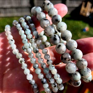 Kiwi Jasper crystal stretch bracelet, Kiwi Jasper stone beaded bracelet, Sesame Jasper bracelet, kiwi jasper multiple sizes, Kiwi bracelet