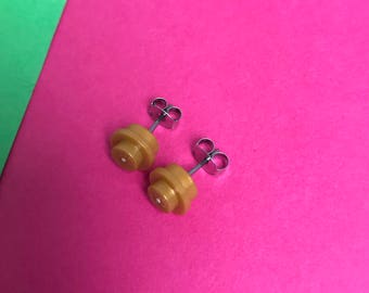 Gold Round Stud Earrings...Handmade using LEGO® parts