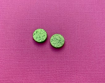 Green Glitter Circle Earrings