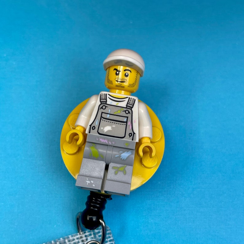 Painter Minifigure ID Holder Badge Reel...Handmade using LEGO\u00ae parts