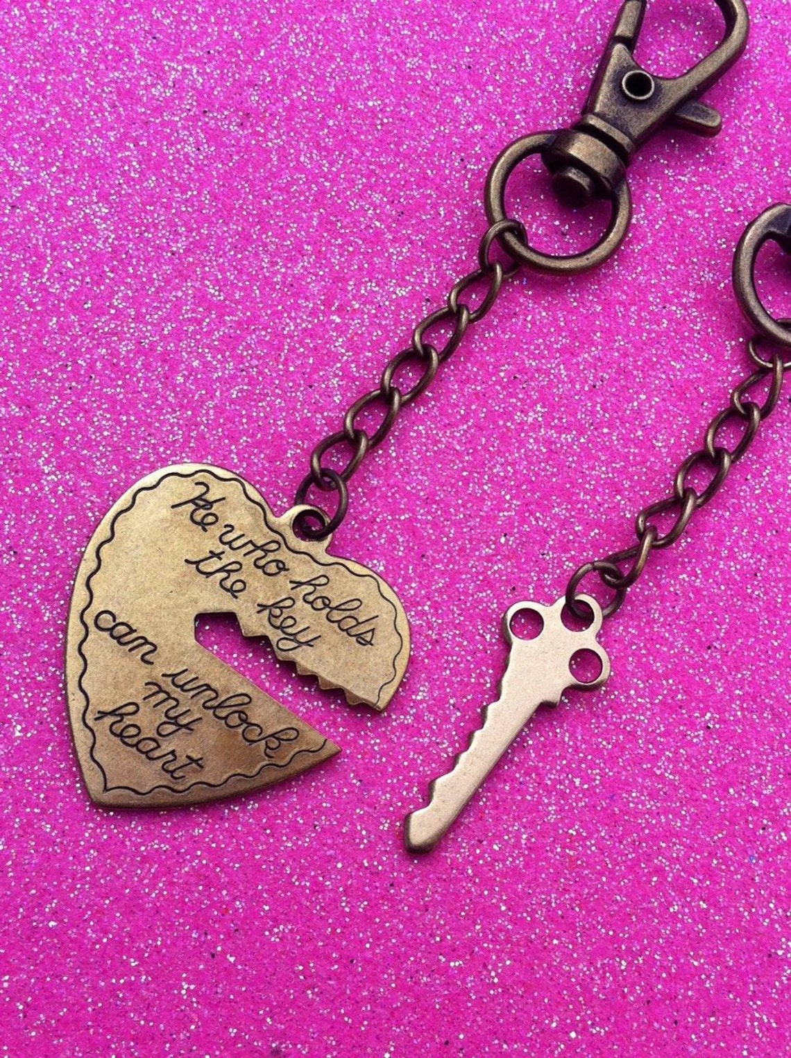 Key to My Heart Couples Lovers Keychain Keyring Set Etsy