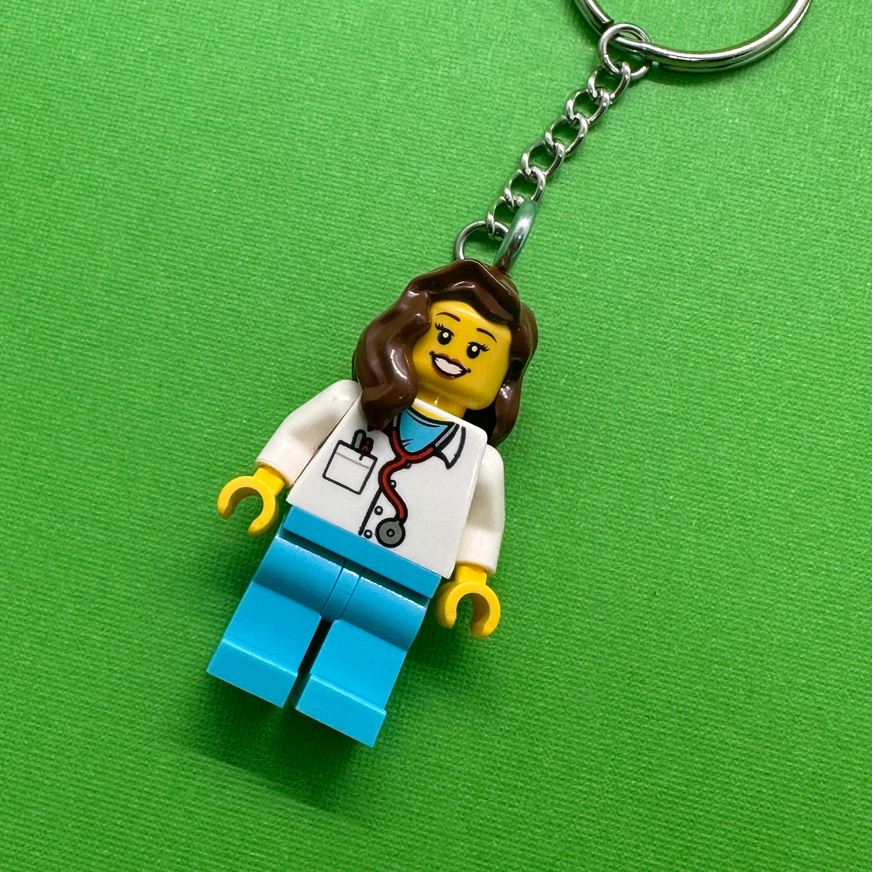 Doctor Nurse Girl Minifigure Keychain brunette Etsy