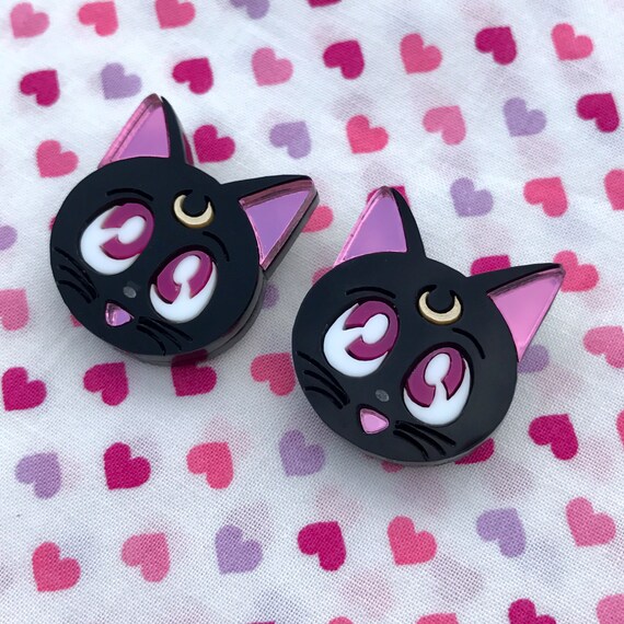 Sailor Moon Luna Stud Earrings Etsy Sailor Moon Luna Stud Earrings Etsy