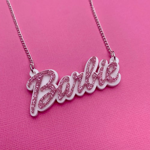 Glitter Pink Barbie Necklace - Etsy Sweden