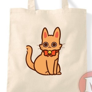 Kawaii cute kitty cat design natural tote bag reusable shopping bag environmentally friendly feline