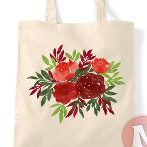Roses watercolour design natural tote bag reusable shopping bag environmentally friendly nature watercolor gardening flora