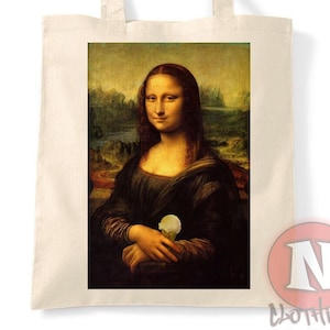 Mona Lisa Ice cream natural tote bag reusable shopping bag environmentally friendly nature