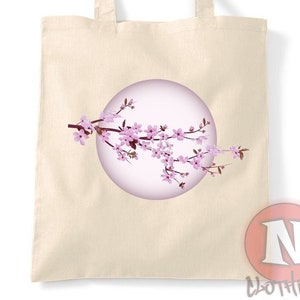 Japanese cherry blossom natural tote bag reusable shopping bag environmentally friendly artistic
