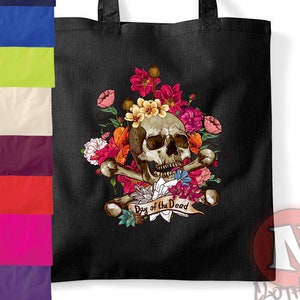 Day of the dead tote bag reusable art shopping bag environmentally friendly