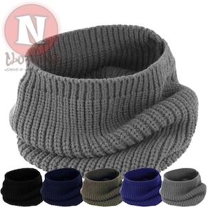 Unisex Snood Knitted Knit Neck Warmer Winter Ski Snow Scarf Mens Ladies Womens