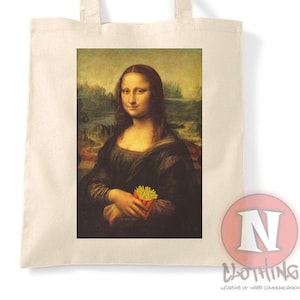 Mona Lisa French fries natural tote bag reusable shopping bag environmentally friendly nature
