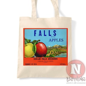 Falls Marke Äpfel Einkaufstasche Vintage Obst Verpackung Label wiederverwendbare Einkaufstasche umweltfreundlich