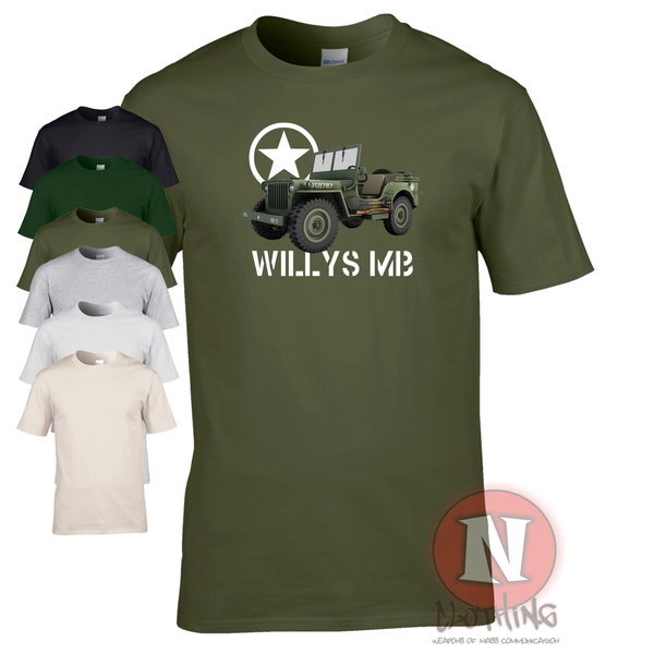 World war 2 Willys MB t-shirt. A classic Allied military vehicle from the second world war
