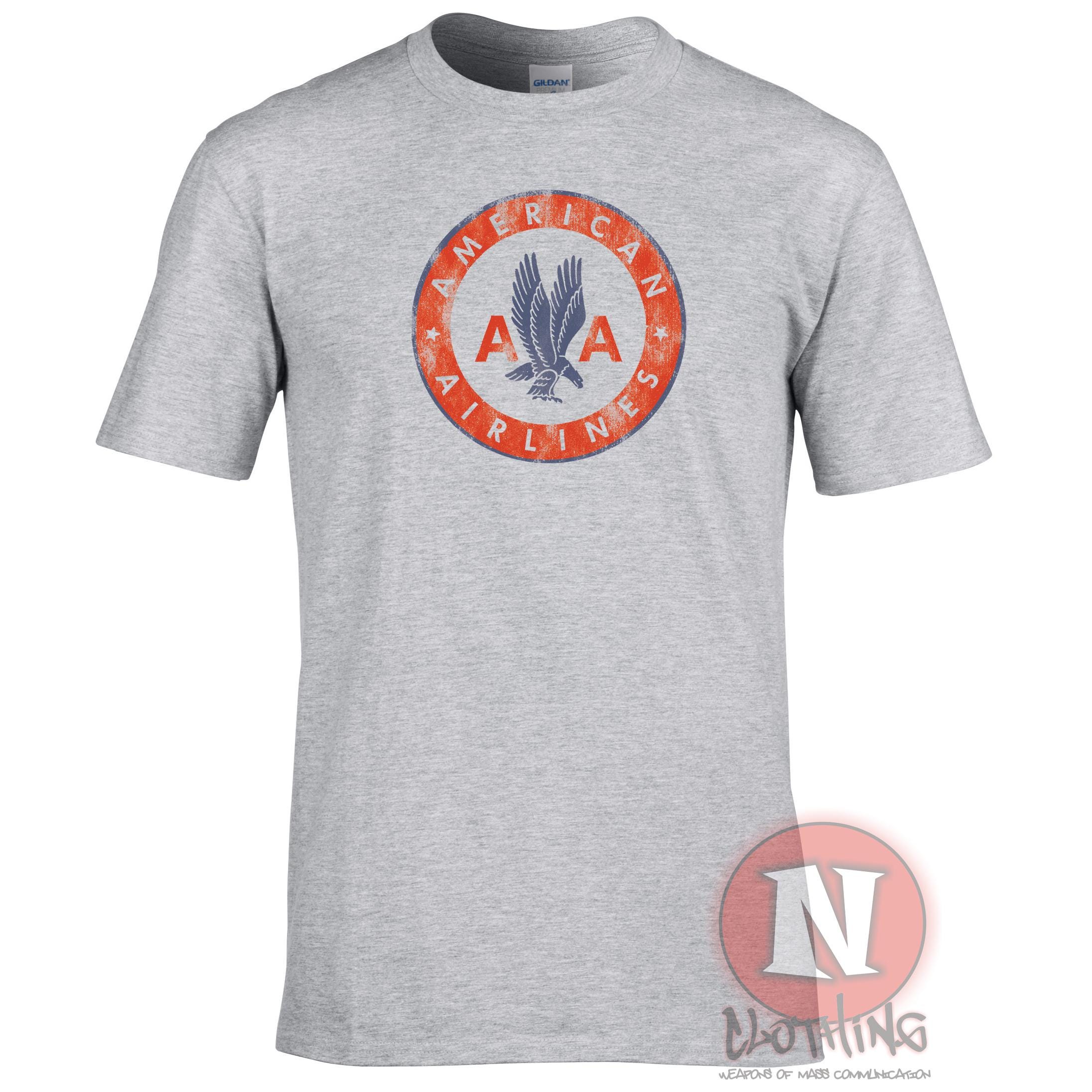 Americanaアメリカン航空 Tシャツ 航空機デザイン アメリカン航空のTシャツ クラシックなダメージ加工の航空会社