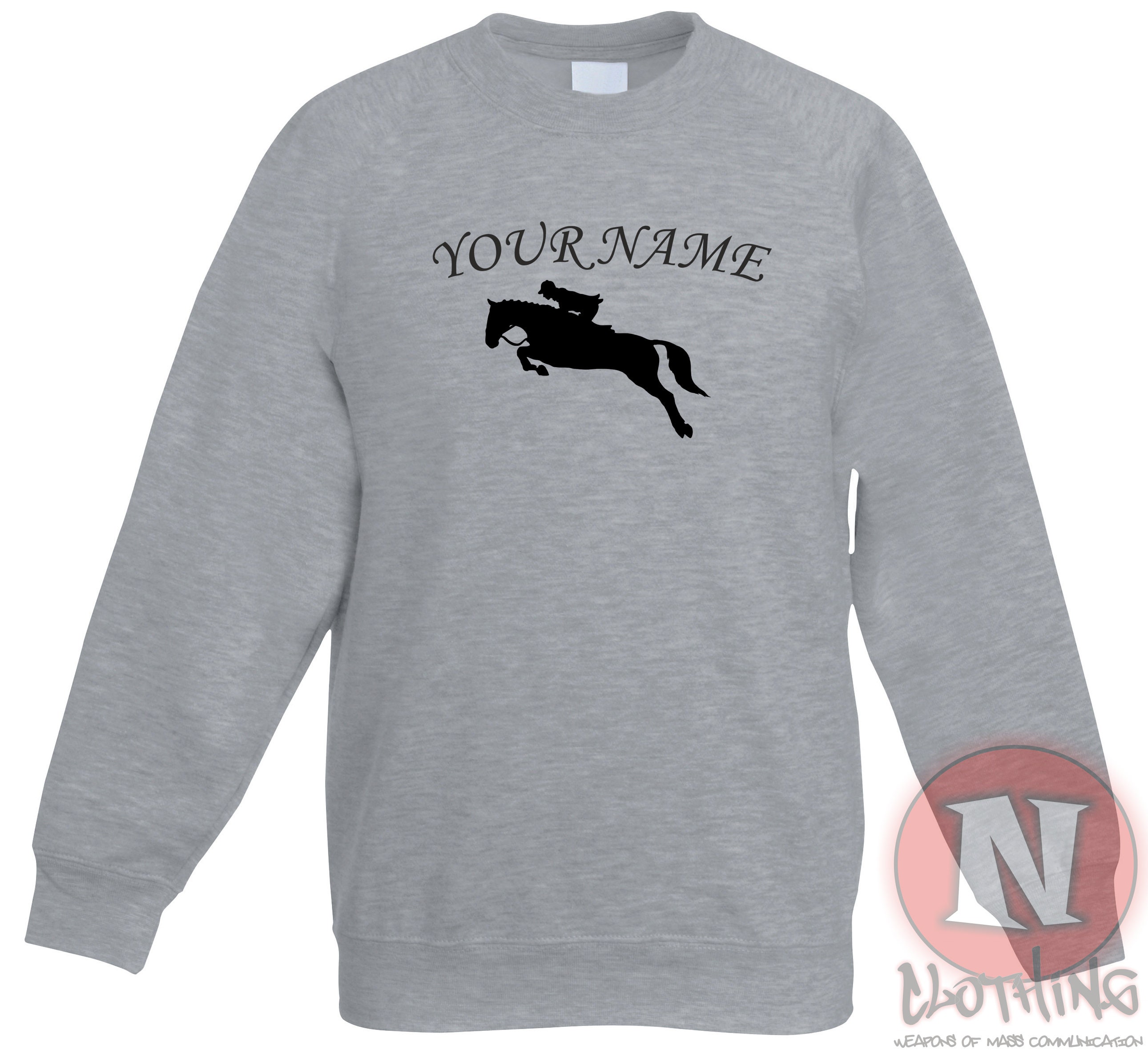 Sweat Personnalisé Enfant – Cheval Saut D'obstacles, Impression à La Demande