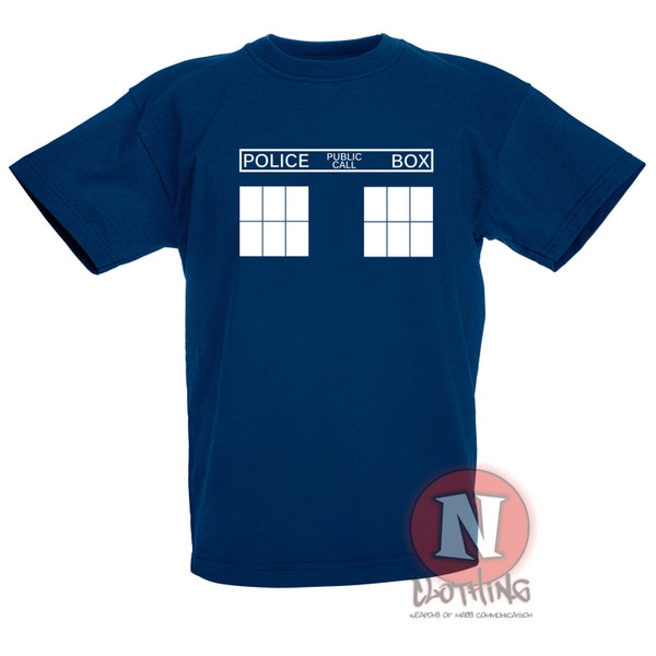 Tardis children's t-shirt.  For your little timelord. In 2 colours and 5 sizes.