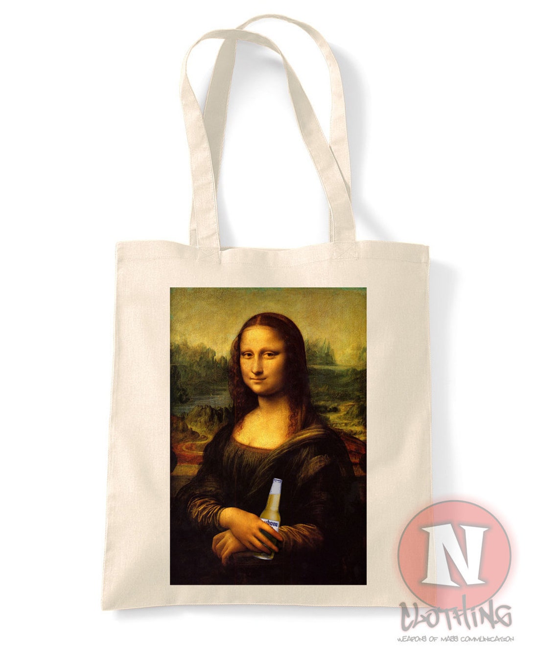 Mona Lisa Drinking Beer Natural Tote Bag Reusable Shopping Bag - Etsy