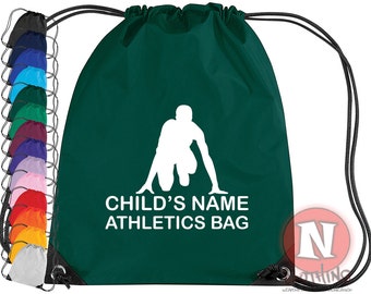 Athletics gym bag. Personalize with your child's name. Ideal for school and clubs. Gym bag in 14 colours. Personalise!