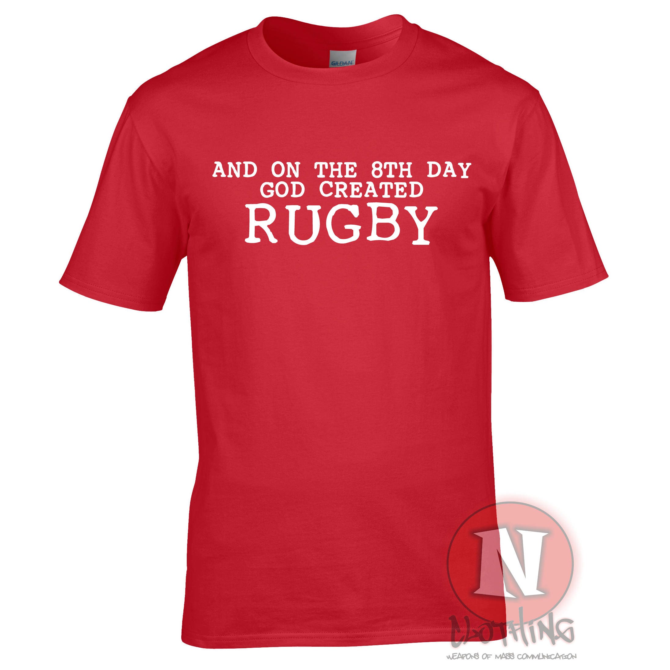 And on the 8th Day God Created RUGBY Funny Sports T-shirt. for All