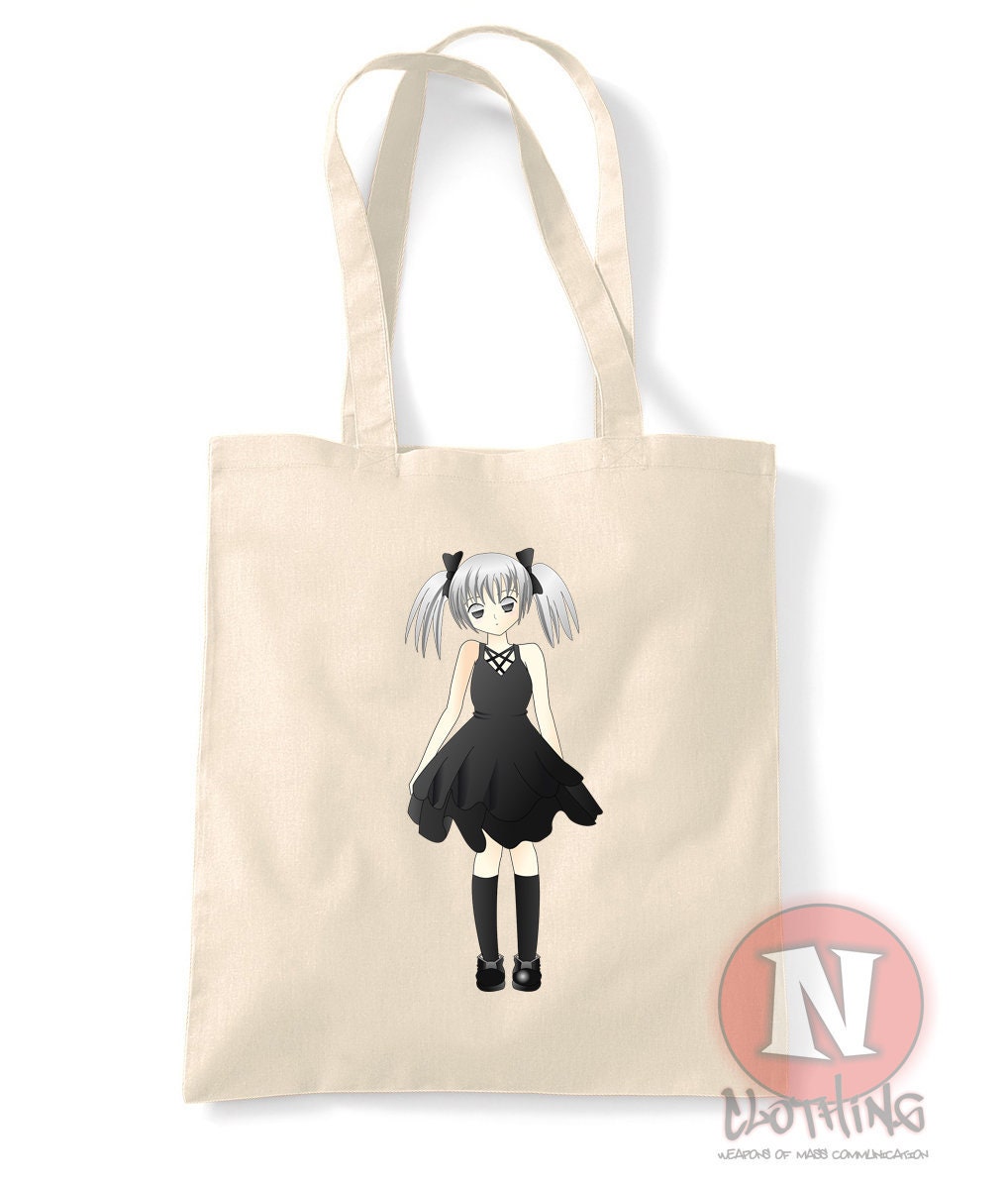 Japanese Anime Emo Girl Natural Tote Bag Goth Reusable Etsy New Zealand