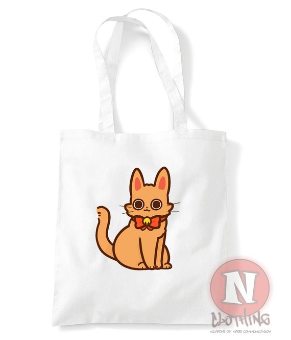 Kawaii Cute Kitty Cat Design Natural Tote Bag Reusable Shopping Bag Environmentally Friendly Feline Etsy