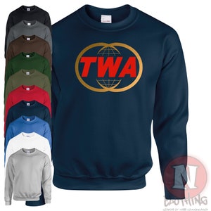 TWA classic airlines sweatshirt aircraft airport travel adult polycotton sweat
