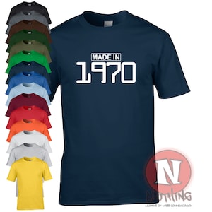 Made in 1970 birthday t-shirt celebration retro fancy dress party bday present gift teeshirt