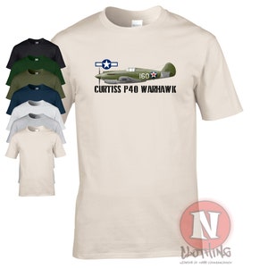Curtiss P-40 Warhawk t-shirt. WW2 US army Airforce Navy