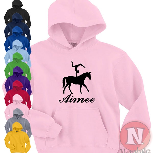 Custom horse vaulting kids Hoodie hooded top horse and pony riding personalized
