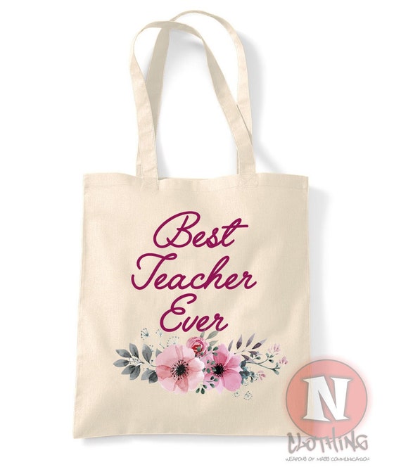 Best teacher ever natural tote bag reusable shopping bag environmentally  friendly school college university