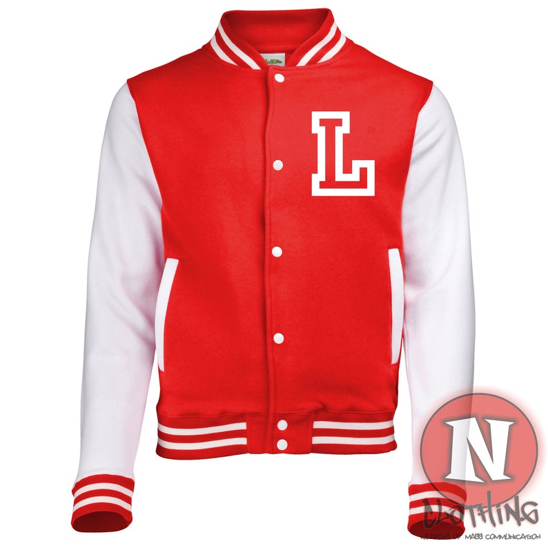 Custom Kids Varsity Jacket, for Sports and after school clubs, Name or Number Varsity, Personalised Unisex Baseball Jacket Red/white