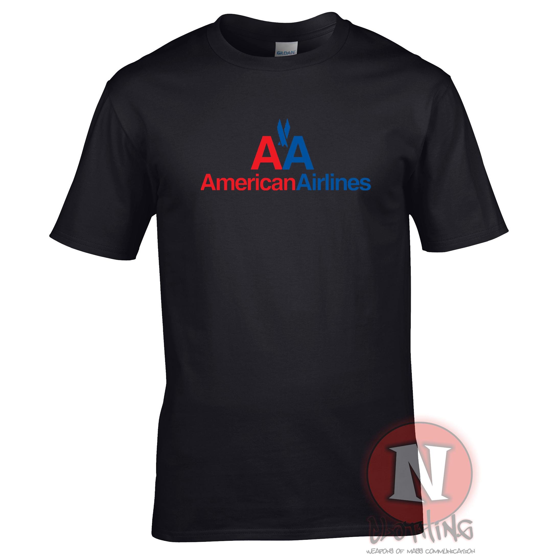 MKDHYYKS American Airlines Logo 213 Men's T Shirt Black Manches Courtes