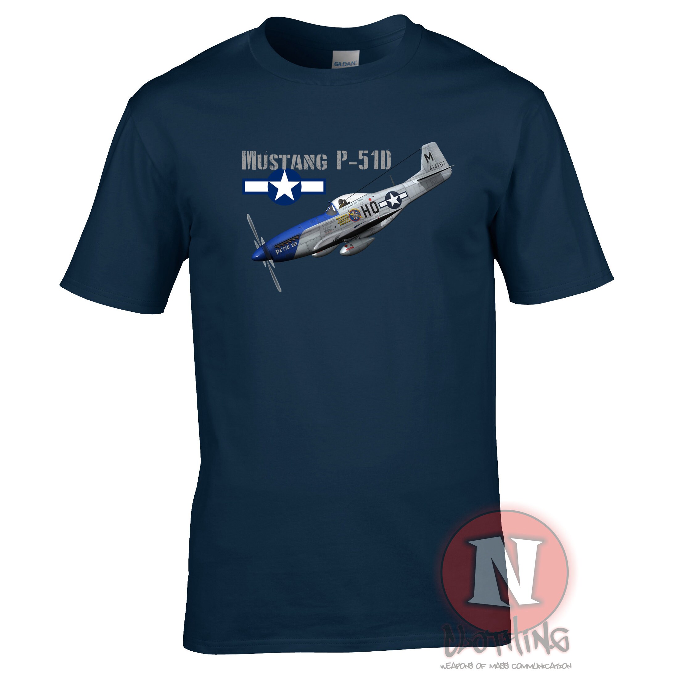 P-51 マスタング Tシャツ ノースアメリカン 戦闘機 グレー アメリカ製 Red Canoe North American Mustang T-S : P-51 Mustang T-Shirt - Military T-Shirt : Clothing