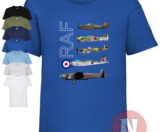 World war 2 RAF aircraft children's t-shirt. Exclusive design from Naughtees. 100% cotton, great gift idea