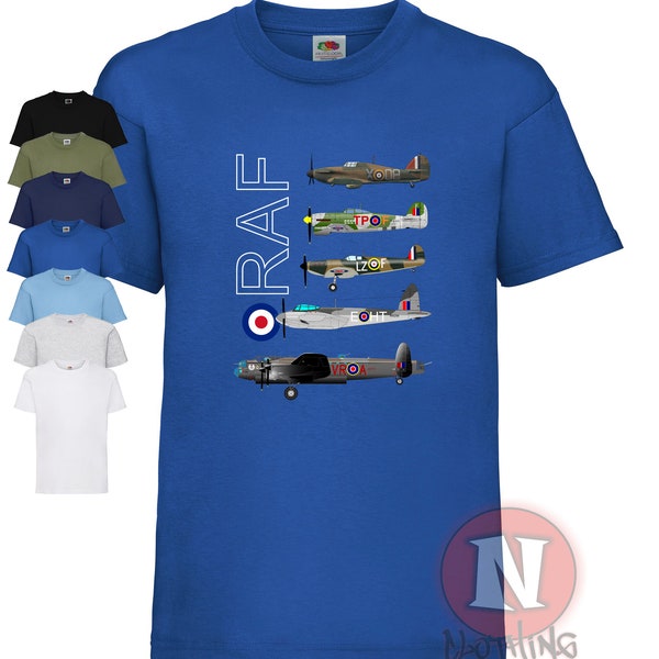 World war 2 RAF aircraft children's t-shirt. Exclusive design from Naughtees. 100% cotton, great gift idea