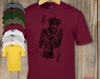 Skeleton playing card t-shirt Skull snake grunge retro style goth tee