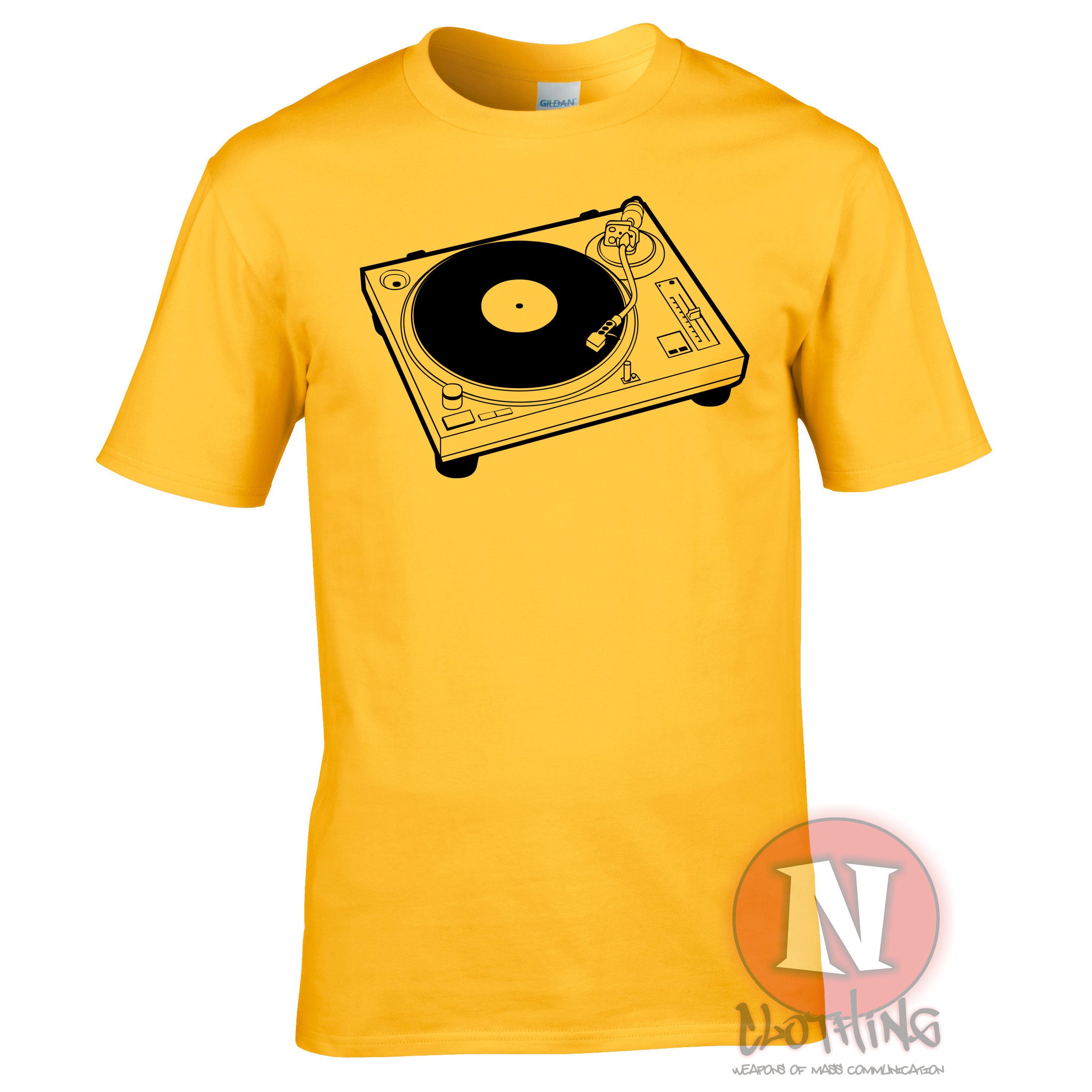 ターンテーブルTシャツ。レコードマニア、DJ、オーディオマニア 