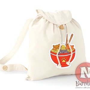 Ramen kitties backpack bag organic environmentally friendly cats festival, school, vacation, everyday
