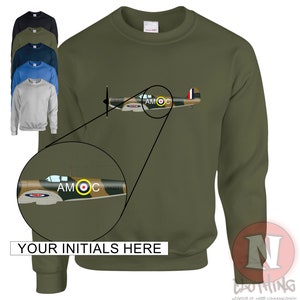 Spitfire custom sweatshirt. Add your initials - 3 maximum. Great gift for any WW2 enthusiast.