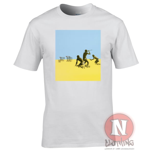 Banksy hunting shopping trolleys t-shirt - One of our all time favourites from the urban artist