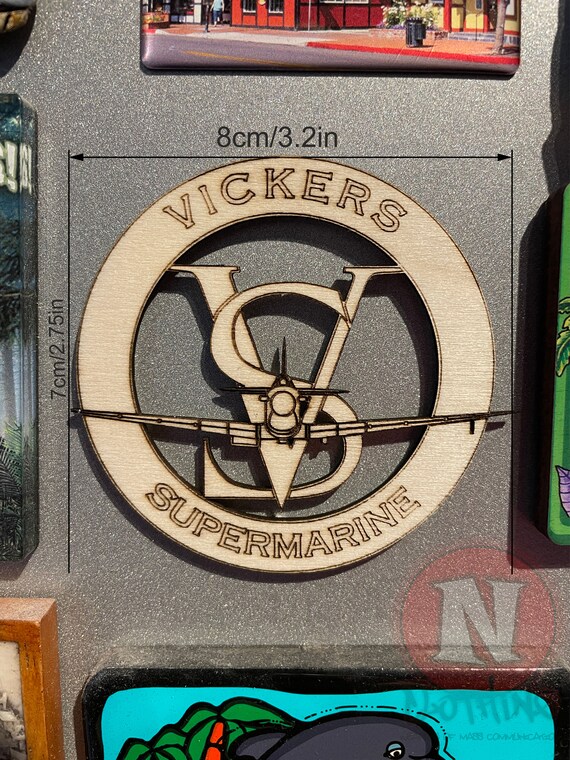 Vickers Supermarine Logo WW2 Wooden Fridge Magnet Detailed Classic